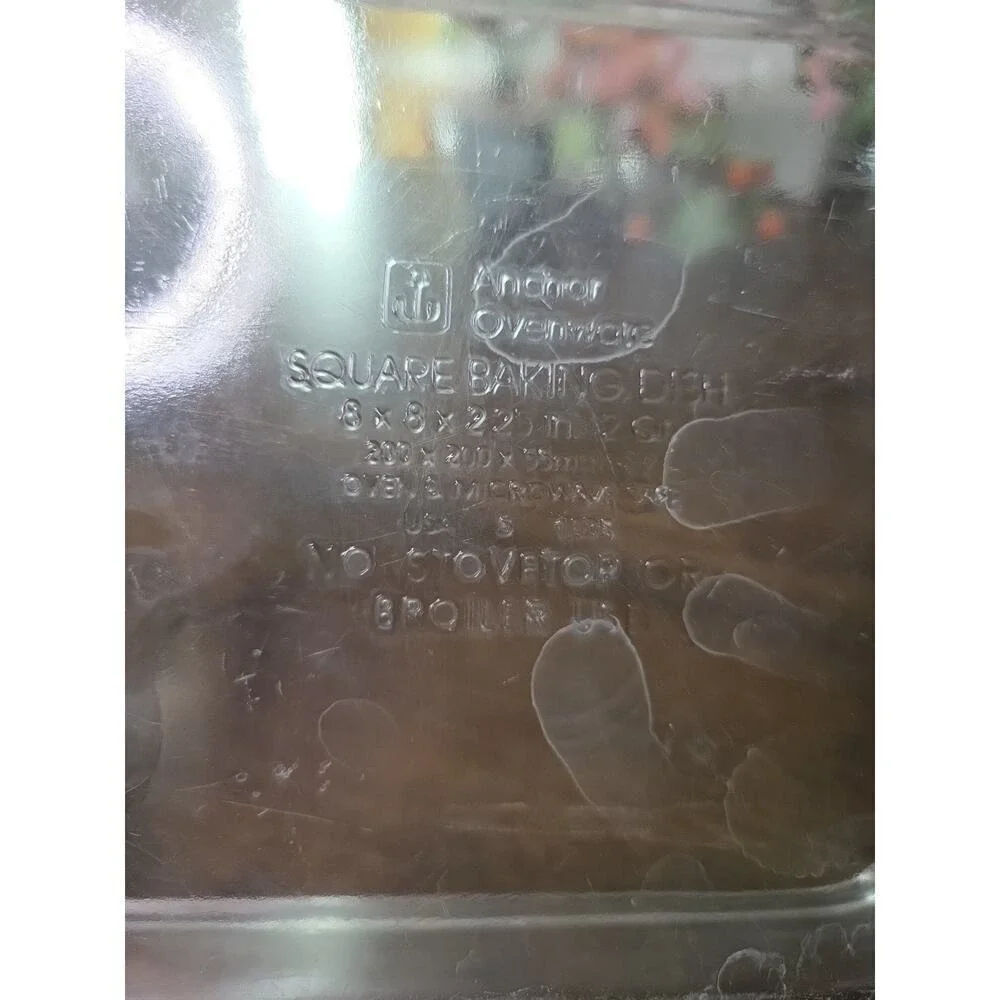 Vintage Anchor Ovenware Square Baking Dish 8x8 Amber Glass